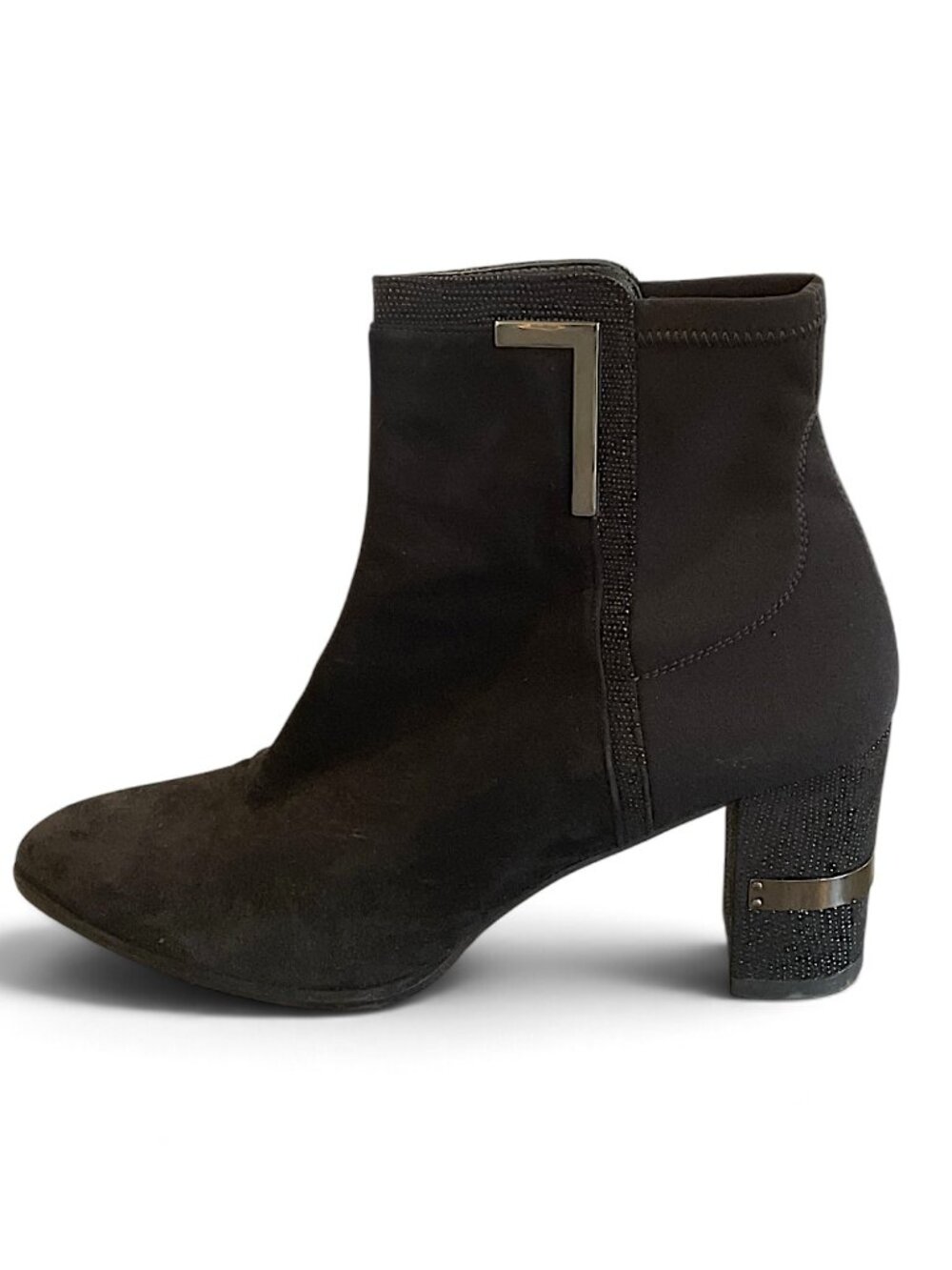 Stuart Weitzman "Scaffold" Black Suede Ankle Boot